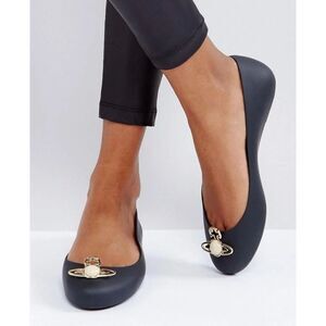 Vivienne Westwood for Melissa  Space Love Ballet Flats - Black/Gold  Size 7